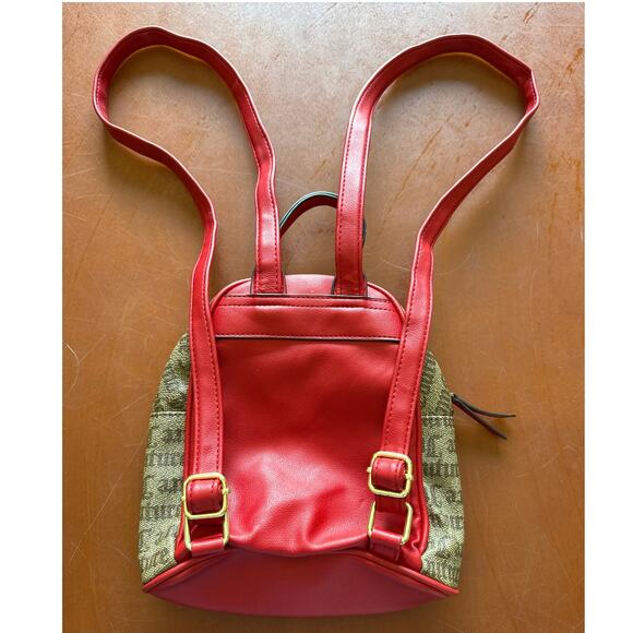 Y2K Juicy Couture Mini Backpack Red Brown Gold Print All Over Cross-Body Bag - Picture 4 of 8